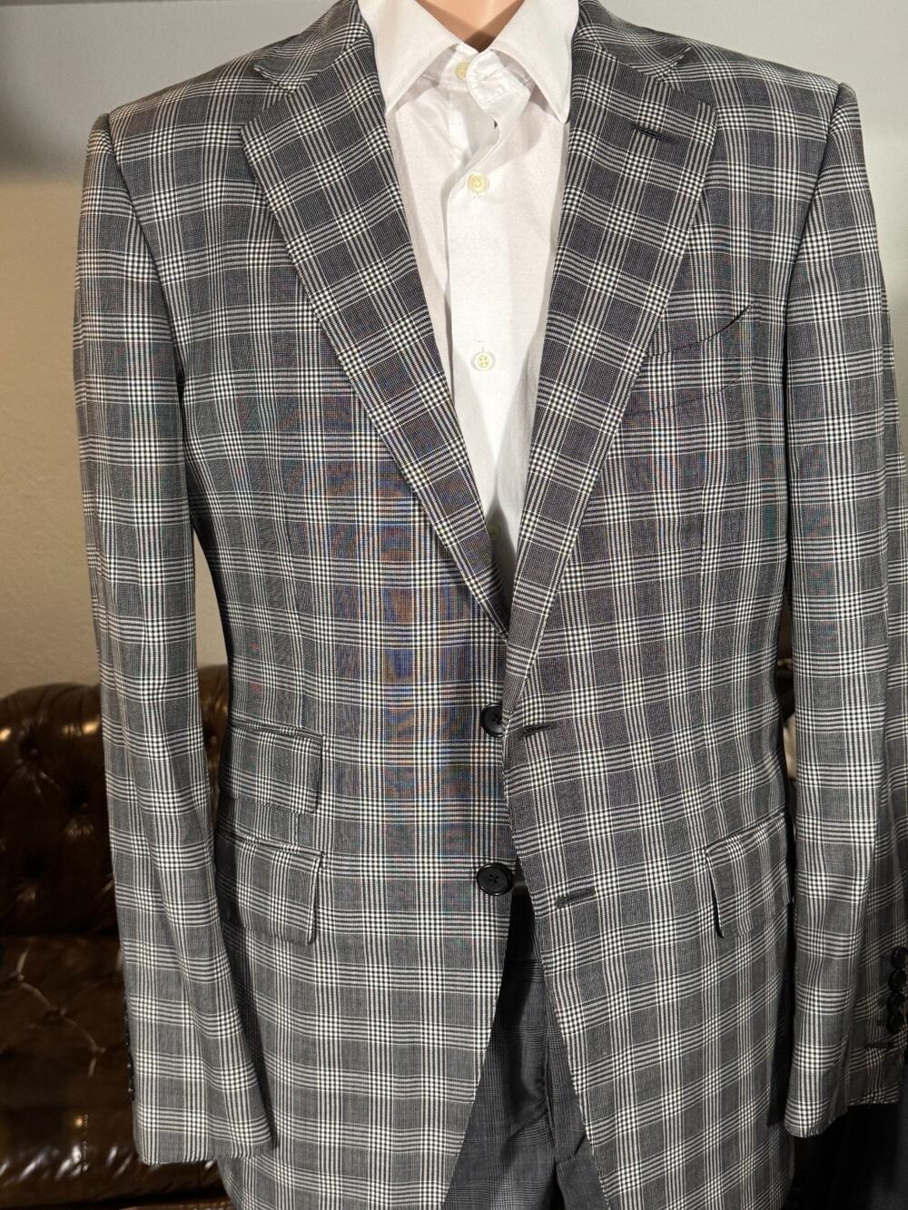 Tom Ford Blazer Prince of Wales Houndstooth 50 40R Notch Lapel Wool
